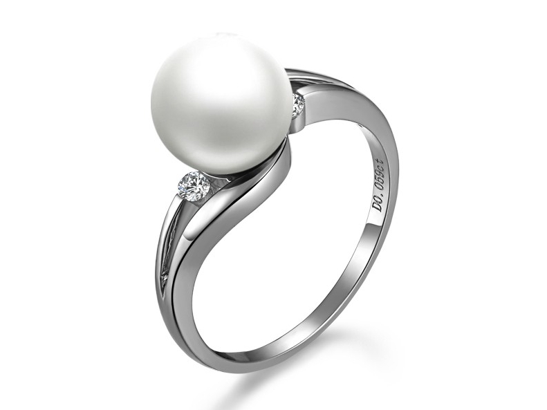 Rania Akoya Pearl and Diamond Ring